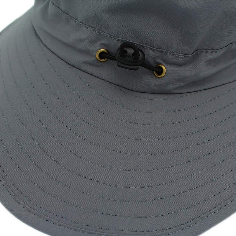 LLmoway Outdoor UPF50+ Summer Sun Cap Lightweight Packable Dry Fit Boonie Hat with Cords Dark Grey - Image 5